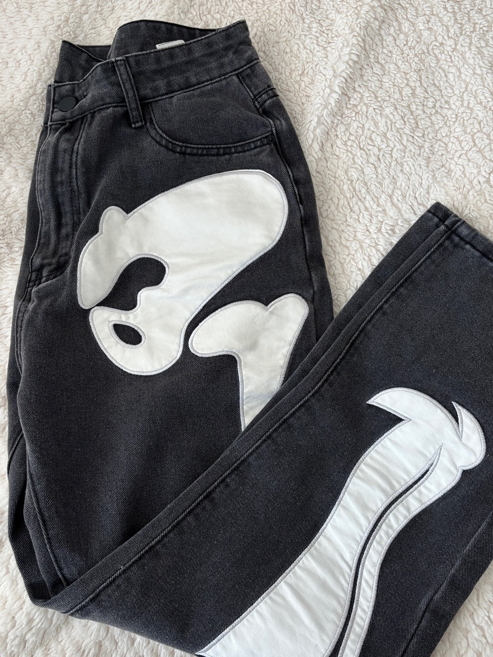 & Other Stories Black Jeans with White Appliqué